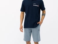 Navy Blue Printed Standard Fit Polo Collar Men's T-shirt - 88236