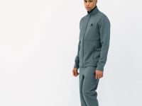 Khaki Logo Embroidered Stand-Up Collar Zippered Hidden Pocket Detailed Men's Tracksuit Set - 85201