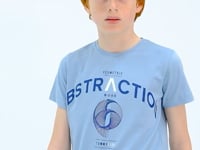 Light Blue Print Detailed O Collar Standard Fit Boys T-Shirt - 11103