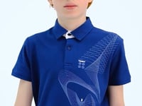 Indigo Print Detailed Standard Fit Polo Collar Boys T-Shirt - 11164