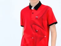 Red Print Detailed Standard Cut Polo Collar Boys T-Shirt - 11164