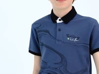 Forest Green Print Detailed Standard Cut Polo Collar Boys T-Shirt - 11165