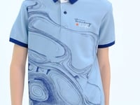 Light Blue Print Detailed Standard Fit Polo Collar Boys T-Shirt - 11165