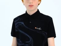 Black Print Detailed Standard Mold Polo Collar Boys T-Shirt - 11165