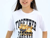 Polar Bear Print O Collar Oversize Short Sleeve Girl's T-Shirt - 75116