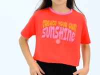 Fiesta Colorful Print O Collar Oversize Short Sleeve Girls T-Shirt - 75111