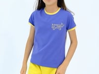 Light Purple Minimal Print O Collar Comfort Fit Short Sleeve Girls T-Shirt - 75110