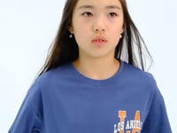 Petrol Front Back Print O Collar Oversize Short Sleeve Girl's T-Shirt - 75127