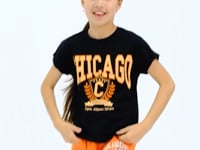 Orange Print Embroidered Standard Cut Jogger Girls' Tracksuit Bottom - 75120
