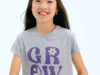 Grey - Light Lavender Print Detailed O Collar Girl's Tights Set - 75134