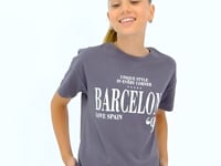 Dark Gray O Collar Printed Drop Shoulder Oversize Girl's T-Shirt - 75115