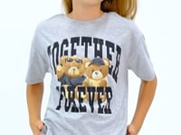 Grey Melange Bear Print O Collar Oversize Short Sleeve Girl's T-Shirt - 75116
