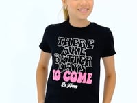 Black O Collar Print Comfort Fit Short Sleeve Cropped Girl's T-Shirt - 75118