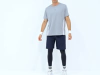 Black Logo Printed High Waist Slim Fit Active Sports Men's Tights - 84989