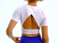 White Back Deep Neck Standard Fit O Collar Women's Crop T-Shirt - 97265