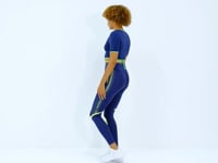 Indigo Tie-Waist Detailed O Neck Standard Fit Diver Fabric Women's Crop T-Shirt - 97266