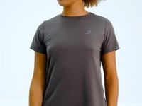 Dark Grey Back Slit Detailed O Collar Short Sleeve Standard Fit Women's T-Shirt - 97267