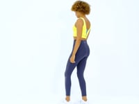 Neon Yellow Print Color Block Slim Fit Scuba Fabric Women's Bustier - 97271