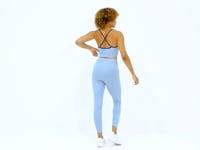 Light Blue Cross-Back Detailed Logo Print Slim Fit Striped Women's Bustier - 97274