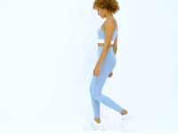 Light Blue Color Block Logo Printed Slim Fit Striped Women's Bustier - 97275