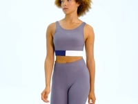 Dark Grey Color Block Logo Print Narrow Fit Striped Women's Bustier - 97275