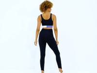 Black Color Block Logo Printed Narrow Fit Striped Women's Bustier - 97275