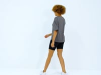 Dark Grey O Collar Print Detailed Oversize Short Sleeve Women's T-Shirt - 97263