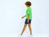 Neon Green O Collar Print Detailed Oversize Short Sleeve Women's T-Shirt - 97263