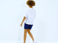 White O Collar Printed Detailed Oversize Short Sleeve Women's T-Shirt - 97263