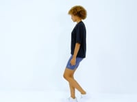 Black O Collar Print Detailed Oversize Short Sleeve Women's T-Shirt - 97263