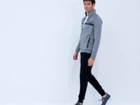 Harry Grey Melange - Black Standard Fit Men's Tracksuit Set - 85197
