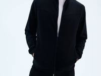 Black Stand Collar Hidden Pocket Detailed Relax Fit Men's Tracksuit Set - 85220