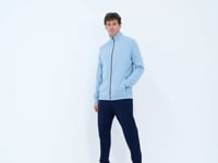 Navy Blue - Indigo Stand Collar Hidden Pocket Detailed Relax Fit Men's Tracksuit Set - 85220