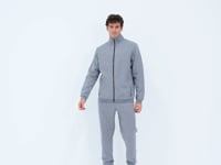Grey Melange High Collar Hidden Pocket Detailed Relax Fit Men's Tracksuit Set - 85220