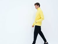 Yellow - Black Stand Collar Hidden Pocket Detailed Relax Fit Men's Tracksuit Set - 85220