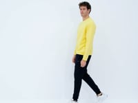 Yellow O Collar Front Stitch Detailed Basic Relax Fit Men's Sweatshirt - 88270