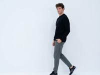 Black O Collar Print Detailed Relax Fit Men's Sweatshirt - 88283