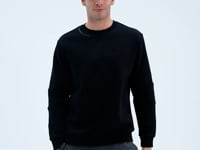 Black O Collar Neck Strip Detailed Basic Relax Fit Men's Sweatshirt - 88293