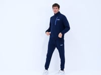 Indigo Blue Stand Collar Half-Zip Hidden Pocket Detailed Relax Fit Men's Tracksuit Set - 85221