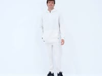 Beige Hooded Half-Zip Pocket Detailed Men's Tracksuit Set - 85222