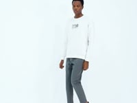 Ecru O Collar Printed Detailed Relax Fit Men's Sweatshirt - 88284