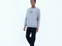 Grey Melange Round Neck Print Detailed Relax Fit Men's Sweatshirt - 88284
