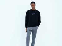 Black O Collar Print Detailed Relax Fit Men's Sweatshirt - 88284