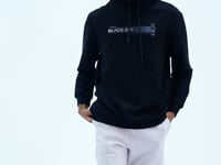 Black Hooded Laced Print Detailed Relax Fit Men's Sweatshirt - 88287