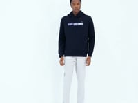 Navy Blue Hooded Laced Print Detailed Relax Fit Men's Sweatshirt - 88287