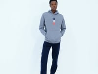 Grey Melange Embroidered Hooded Relax Fit Men's Sweatshirt - 88291