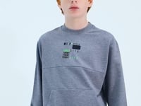 Grey Melange Printed Boys' Sweatshirt - 11175