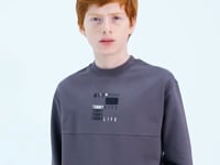 Dark Grey Printed Boys' Sweatshirt - 11175
