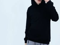 Black Hooded Basic Boys' Sweatshirt - 11181