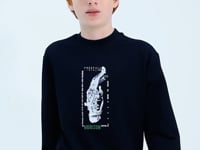 Navy Blue Printed Boys' Sweatshirt - 11174